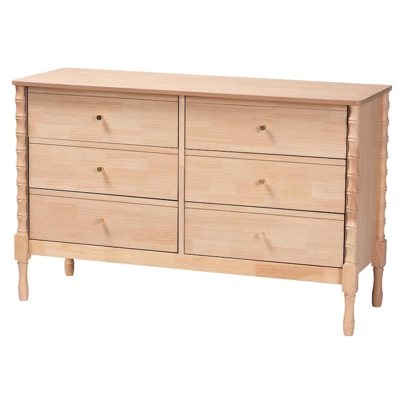 Laurent Bamboo-Style 4-Piece Bedroom Set - Spindle Platform Bed with Matching Dresser, Chest, and Nightstand, Queen