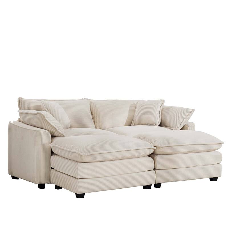 Ergonomic 2-Seater Modular Theater Sofa with Ottoman and Pillows