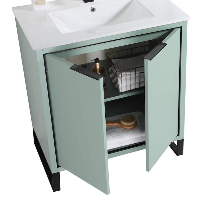Fine Fixtures Opulence Collection Bathroom Vanity with White Ceramic Sink