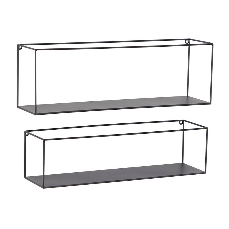 CosmoLiving by Cosmopolitan Black Metal 2 Shelves Wall Shelf (Set of 2)