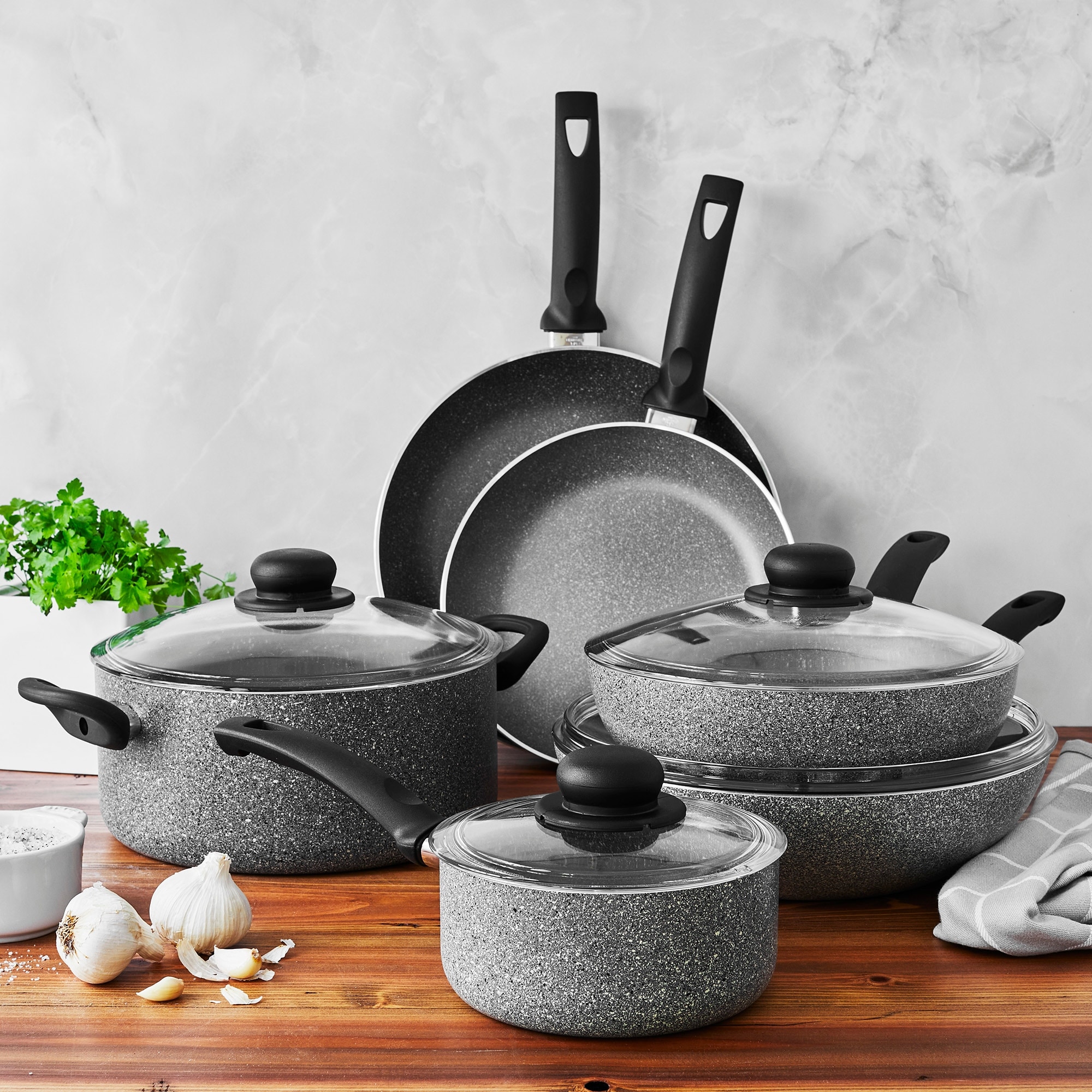 Ballarini Asti 10-pc Nonstick Cookware Set Granite Bed Bath
