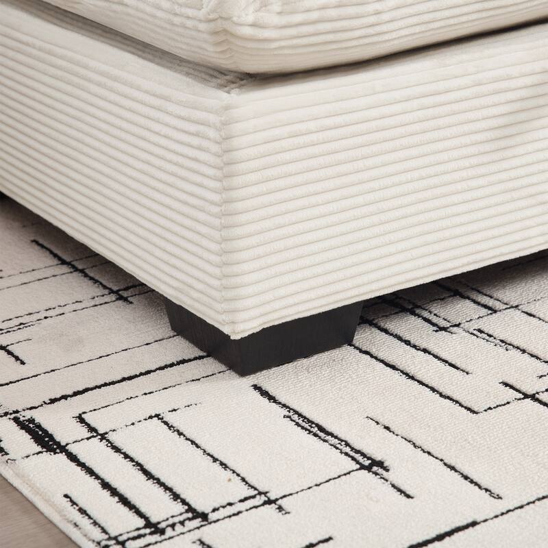 Corduroy Deep Seat Single Sofa with Lumbar Pillow