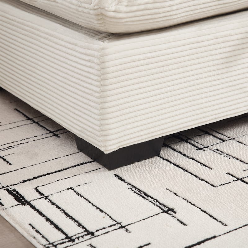 GDFStudio- Ravenscroft Corduroy Modular Sofa With Storage Ottoman