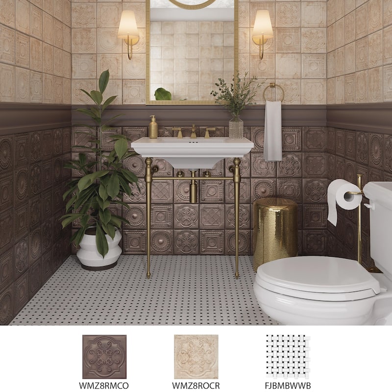 Merola Tile Ritz Metallo Copper 7-7/8" x 7-7/8" Ceramic Wall Tile