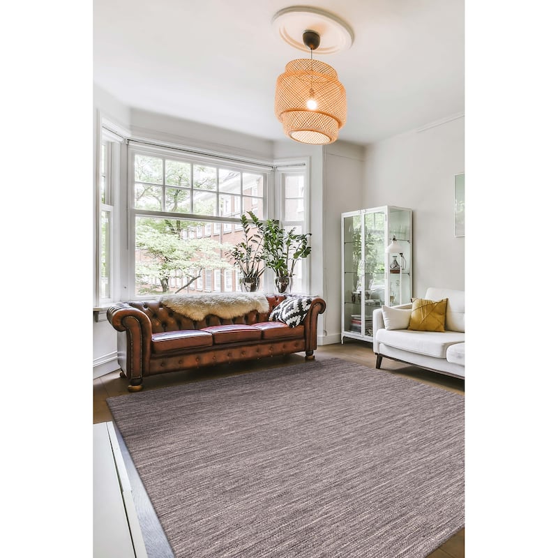 ECARPETGALLERY Flat-Weave Nevada Dark Grey Wool Kilim - 7'8 x 10'3