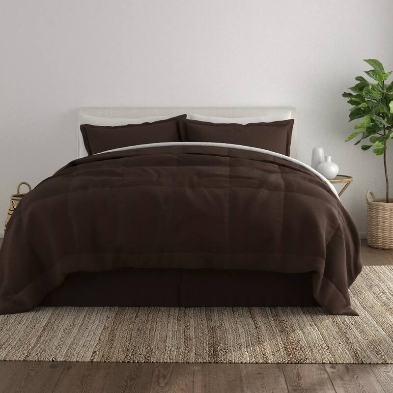 Modern Luxury Comforter Set Soft Microfiber Queen Chocolate