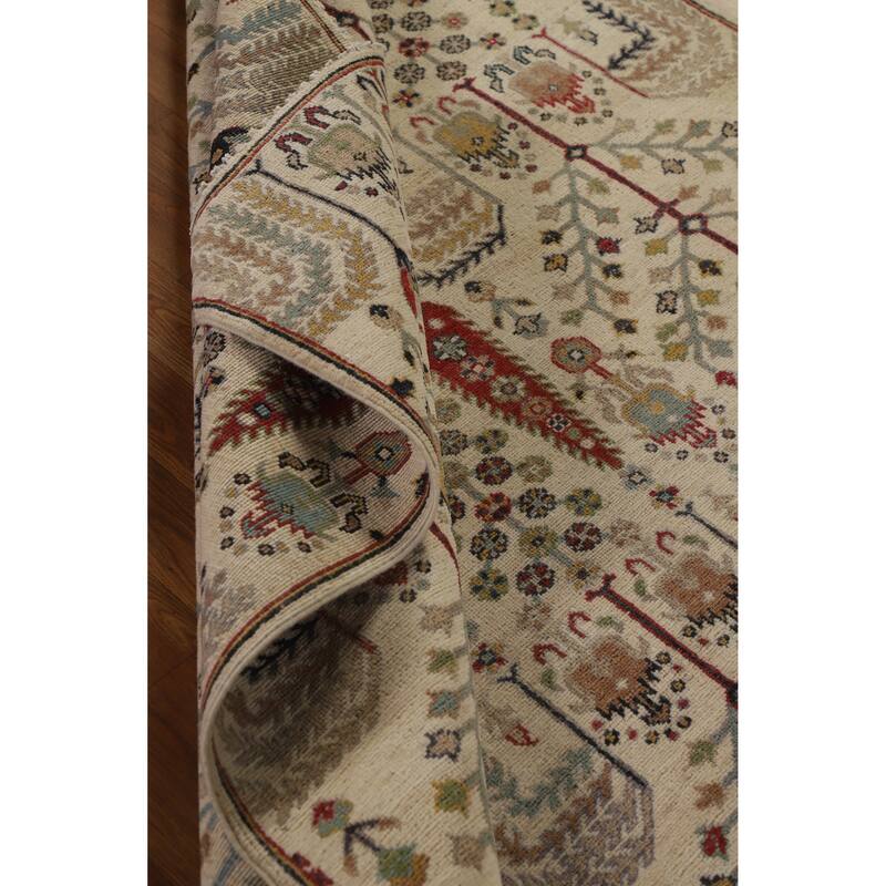Hand Knotted Oriental 100% Wool Carpet Traditional All-Over Beige & Ivories Ziegler Area Rug - 6' 7'' X 5' 0''