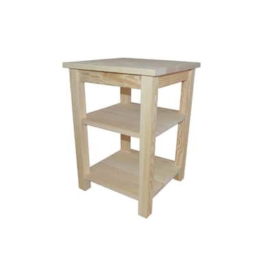 Solid Pine Night Stand with 2 Shelves