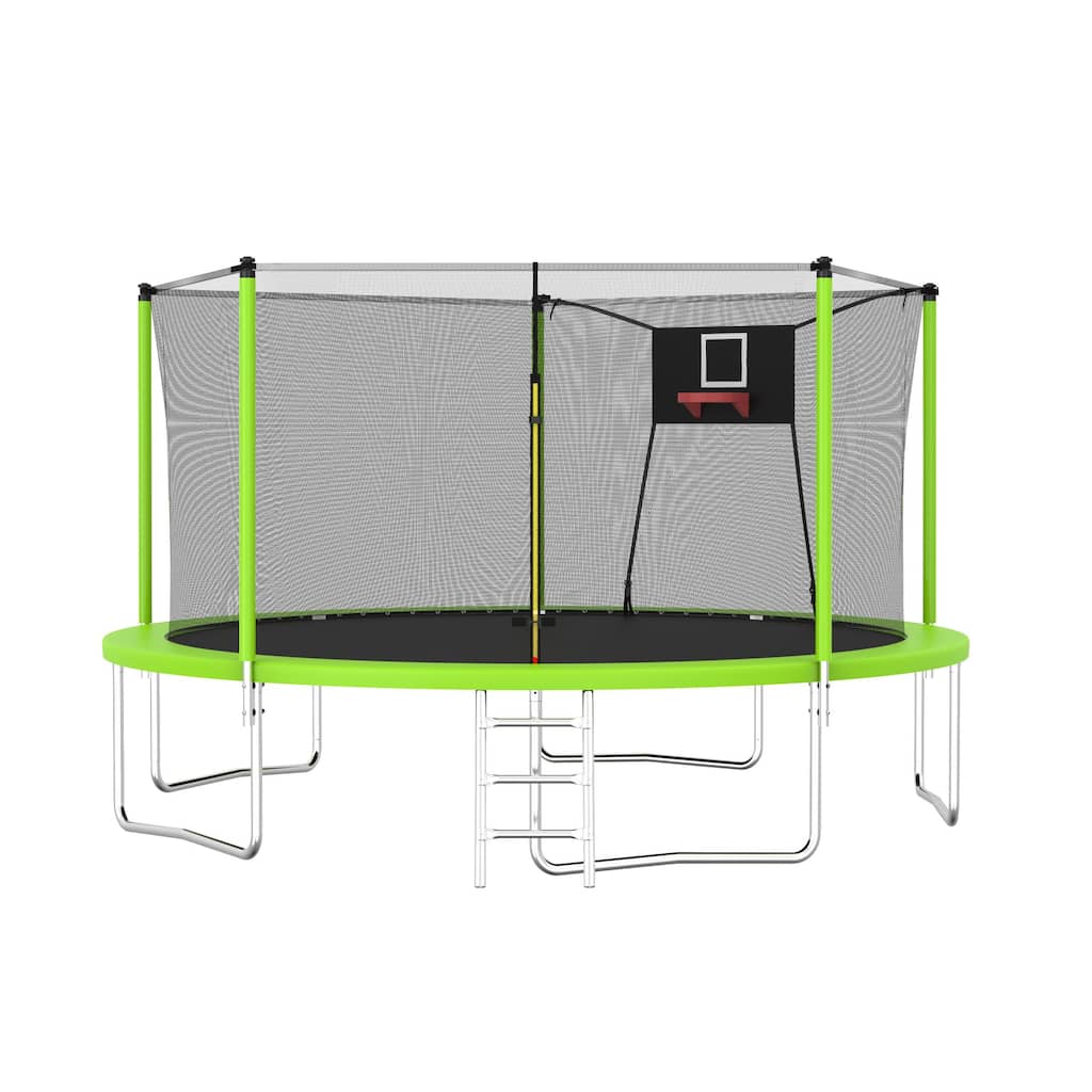 Trampoline with Basketball Hoop and Net, Outdoor Recreational Trampolines