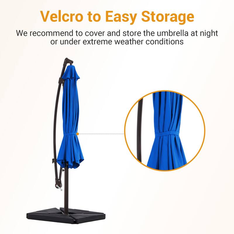 10 ft Steel Crank-lift Cantilever Umbrella With Weighted Base