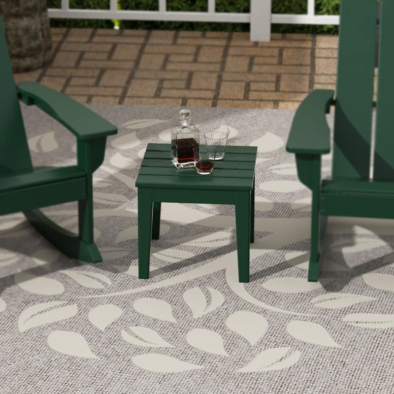 Shoreside HDPE Eco-Friendly All Weather Square Modern 18" Side Table - Dark Green