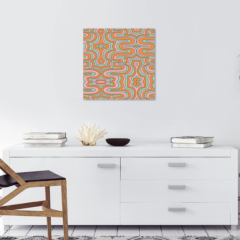 Wynwood Studio Canvas Abstract Polarizado Pattern Orange and Mint Green Modern & Contemporary Wall Art Canvas Print