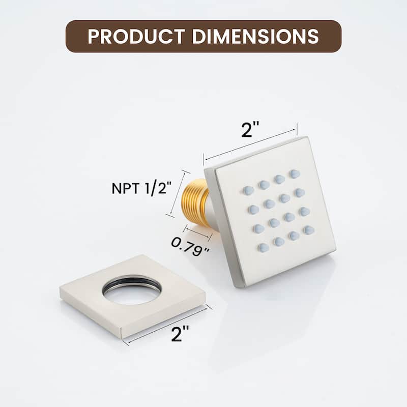 2" Classic Body Spray with Self-Cleaning Nozzles - Wall-Mount Body Jet, 1 Piece (Valve Not Included) - 2" x 2"