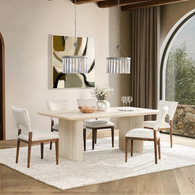 Classic Home Vander 84" Wood Dining Table in Oak Cream Finish