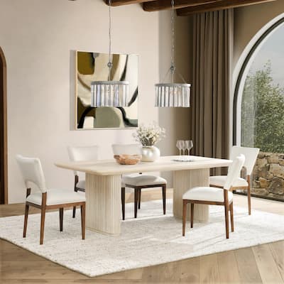 Classic Home Vander 84" Wood Dining Table in Oak Cream Finish