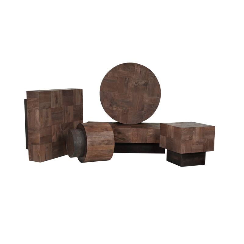 HomeRoots 22" Black And Brown Solid Wood Square End Table - 22.00 in. x 22.00 in. x 22.00 in.