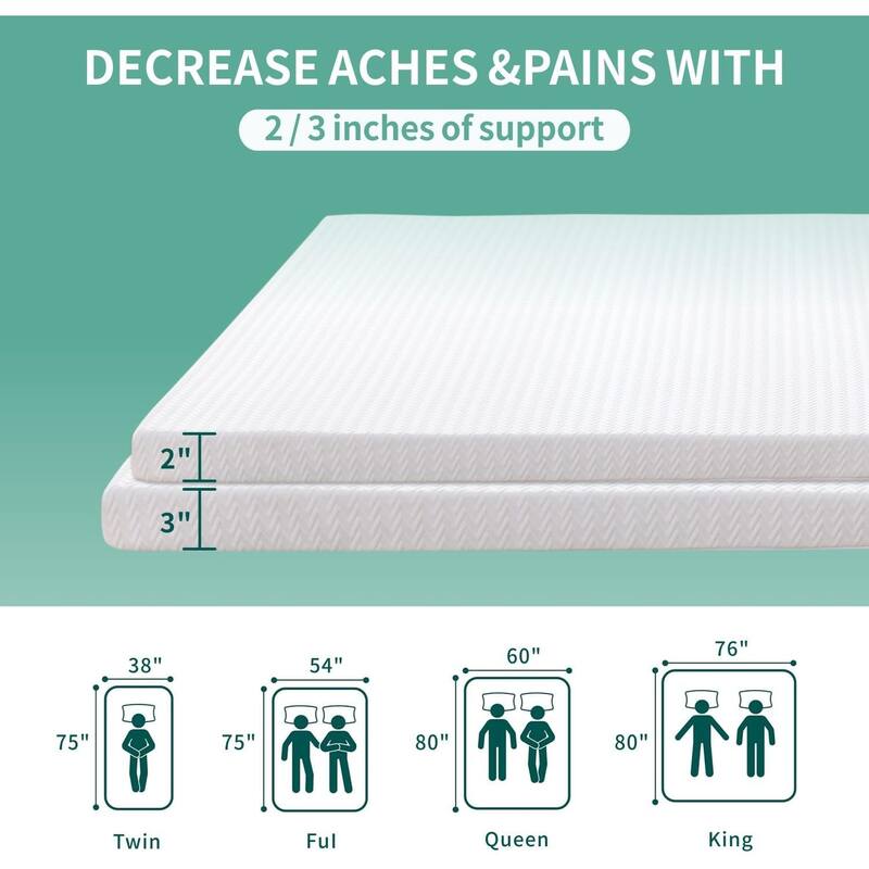 3 in. Gel Memory Foam Cooling Mattress Topper with Removable and Washable Cover - White