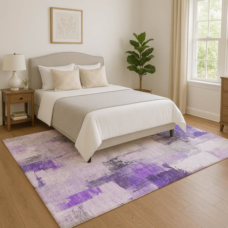 Premium Washable Super Soft Abstract Chic Mayfield Rug - Lavender - 8' x 10'