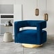 preview thumbnail 1 of 12, Carisa Modern Upholstered Swivel Comfy Open-Back Barrel Chair with Golden Base by HULALA HOME NAVY