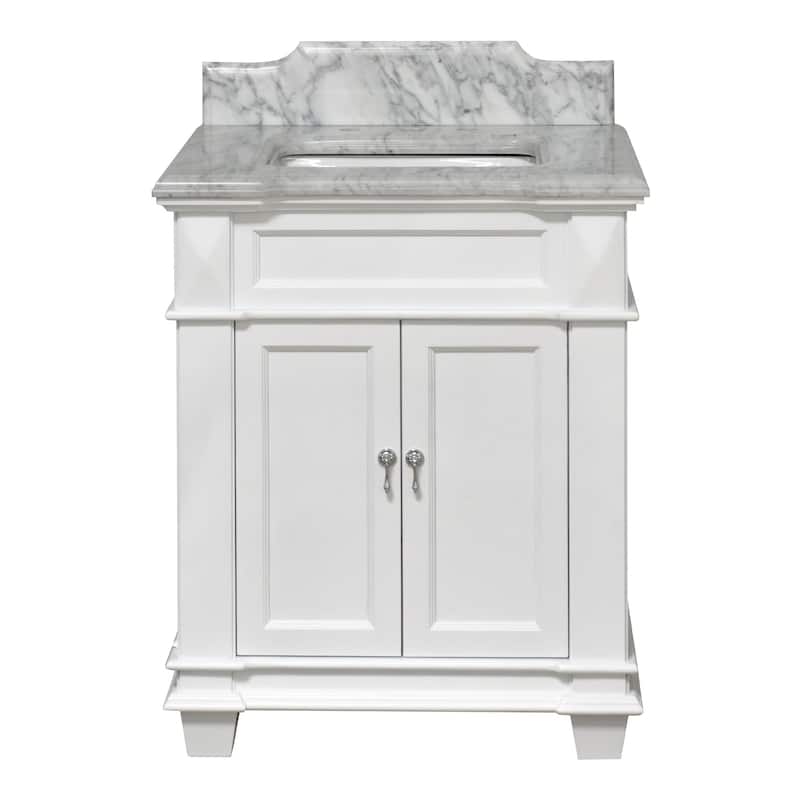 KitchenBathCollection Elizabeth 30" Bathroom Vanity with Carrara Marble Top