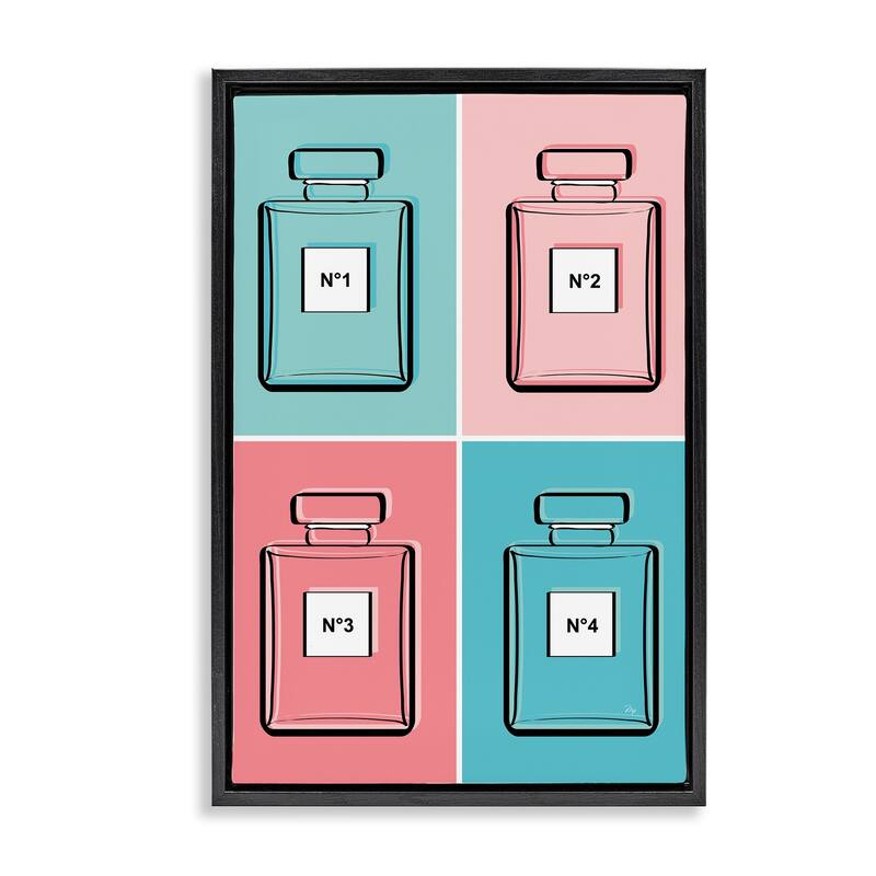 Stupell Pink & Blue Perfumes Framed Floater Canvas Wall Art Design By Martina Pavlova - 21 x 31 - Black