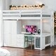 preview thumbnail 2 of 22, Full Size Loft Bed with Integrated Wardrobe, Desk, and Storage Drawers, Space-Saving White Design