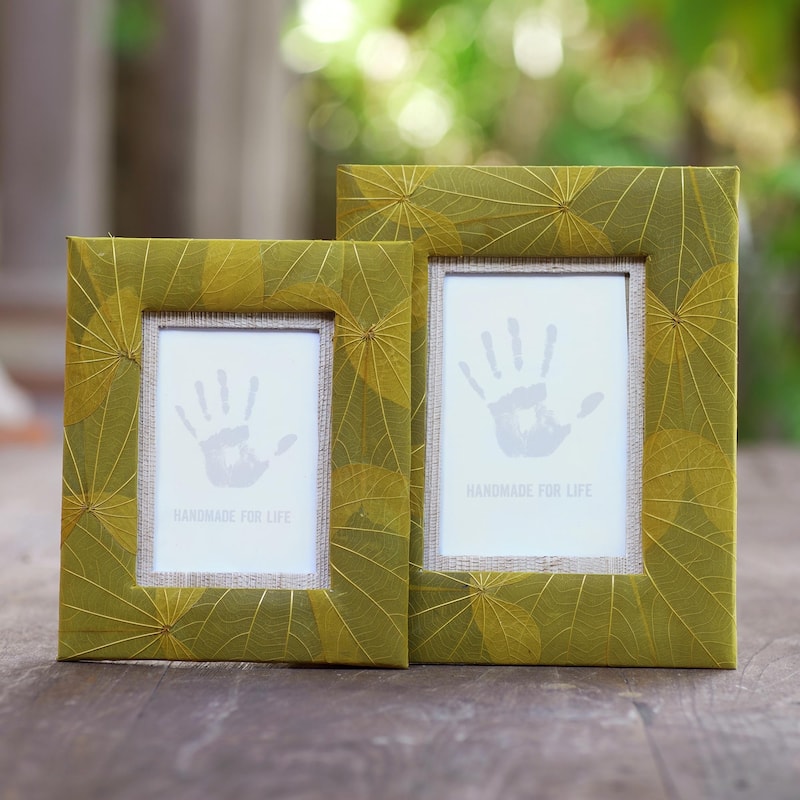 Novica Handmade Autumn Spirit In Yellow Natural Fiber Photo Frames (Pair)