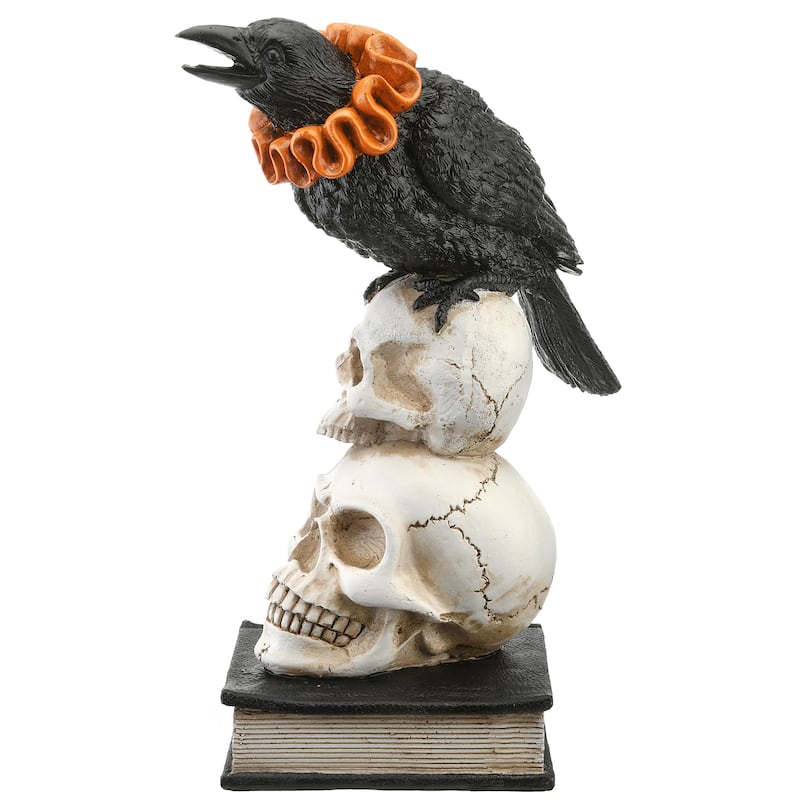 National Tree Company Halloween Crow and Skulls Decoration, 11 Inches