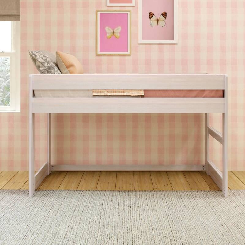 Max and Lily Farmhouse Twin-Size Low Loft Bed - White Wash