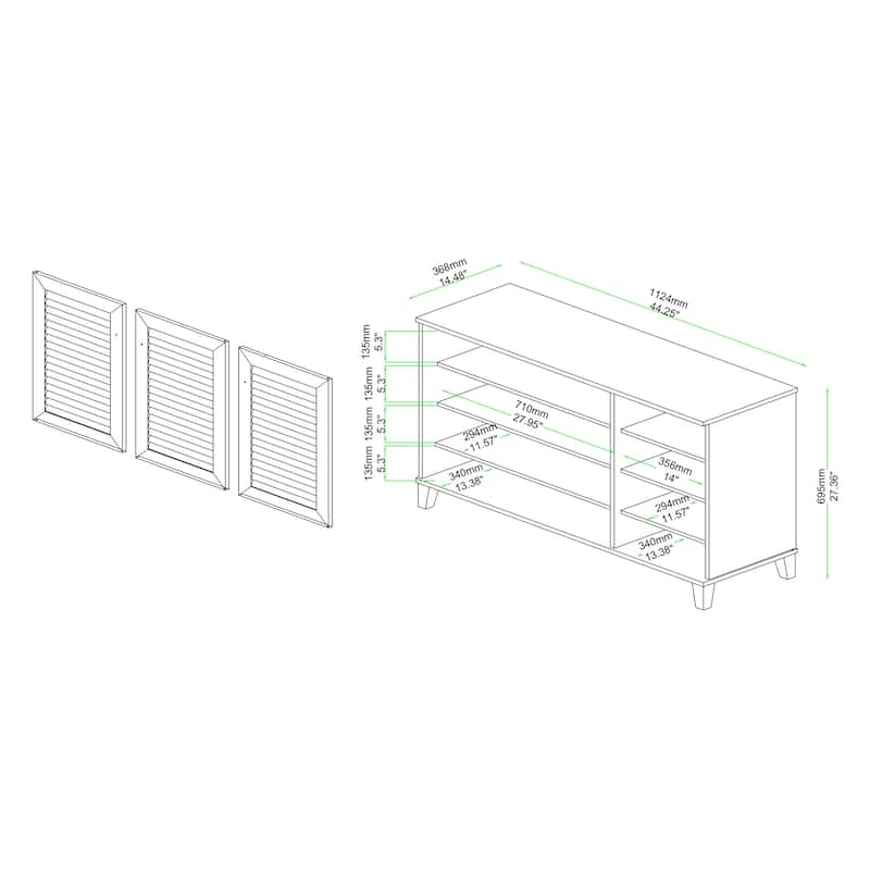 Coolidge Modern & Contemporary 3-Door Wood Shoe Storage Cabinet