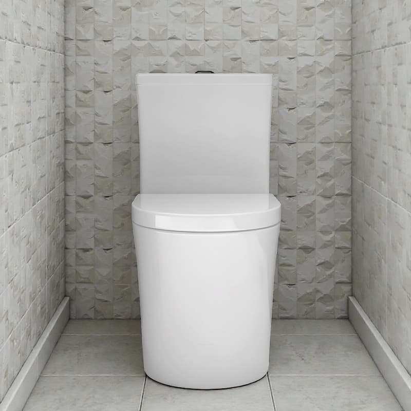 Compact One Piece Toilet Dual Flush 0.8 1.6 GPF. 23 Inch Short Depth. Space Saving Toilet for Small Bath