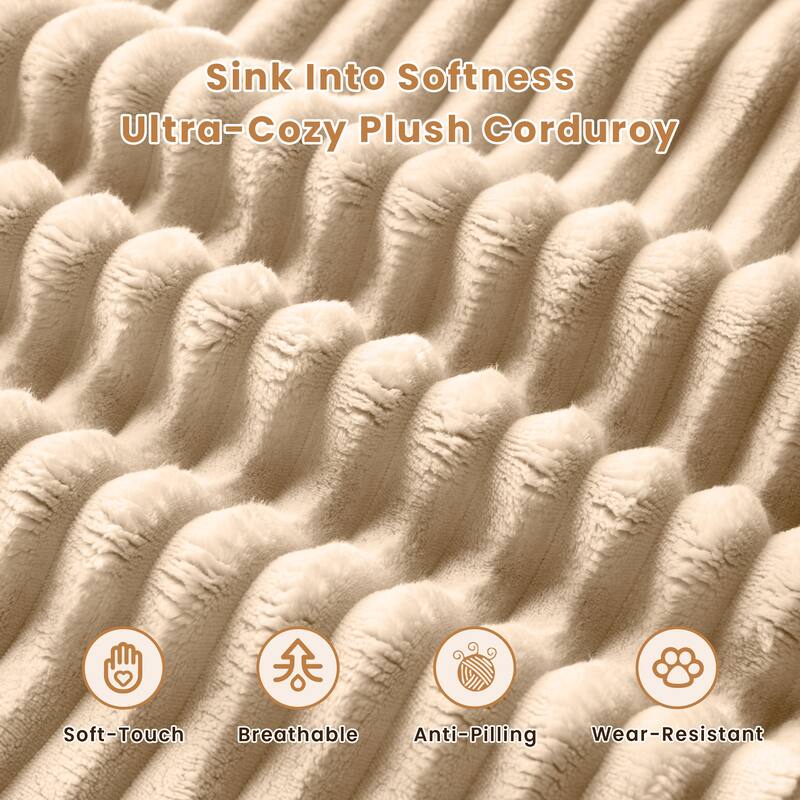 HOOOWOOO Modern Push Corduroy Fabric Sectional Sofa Couch with Pillows