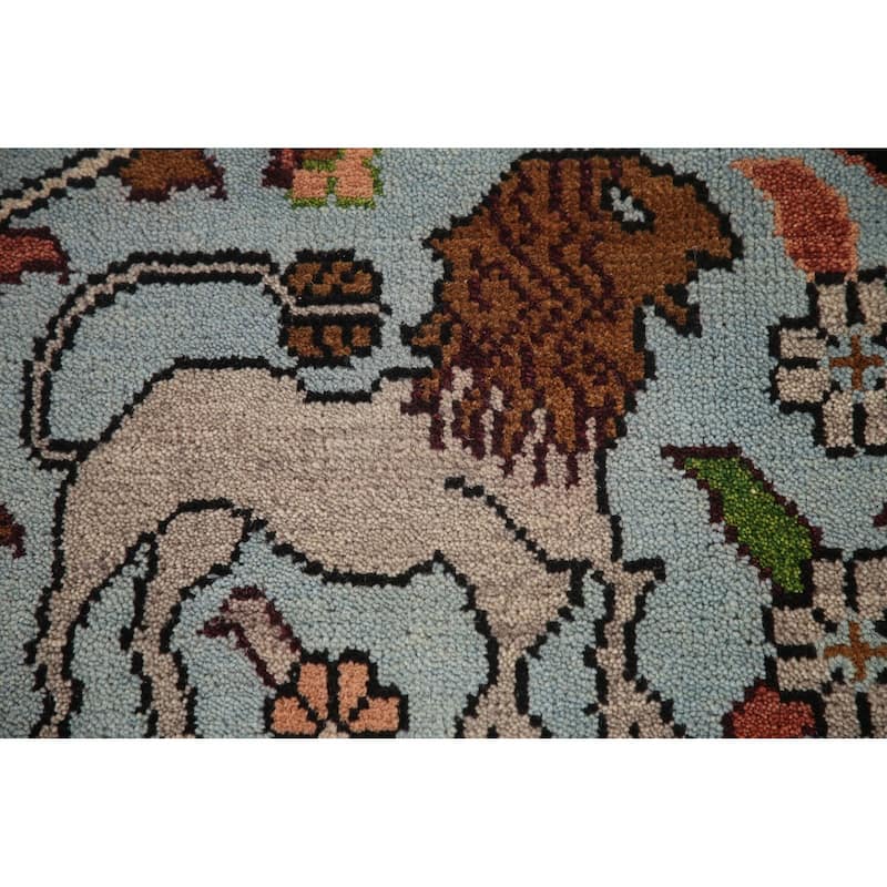 Animals Hunting Design Ziegler Rug Hand-Knotted Oriental Wool Carpet - 8'10"x 11'11"