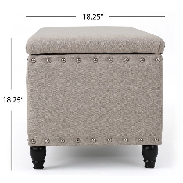 dimension image slide 5 of 10, Tatiana Contemporary Fabric Storage Ottoman with Nailhead Trim by Christopher Knight Home