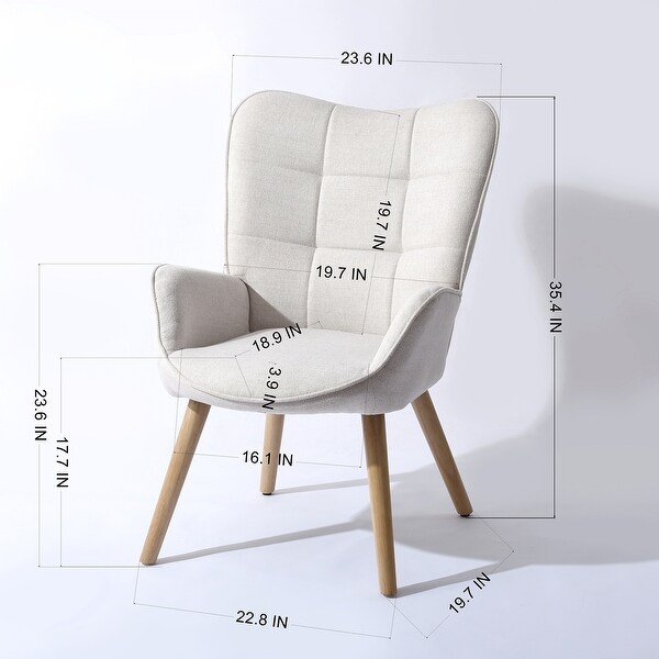 KANYAN Modern Wingback Vanity Chair with Comfortable Upholstery Sturdy Metal Frame and Adjustable Foot Pads Beige On Sale Bed Bath Beyond 42467537
