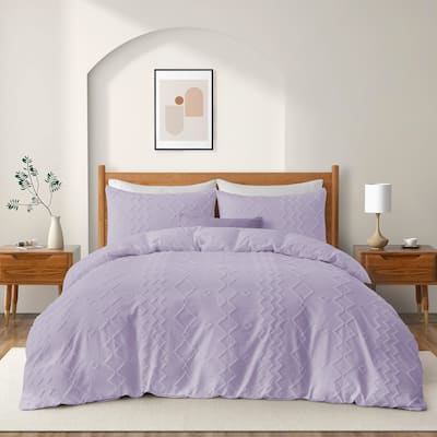 Tufted Clipped Jacquard Geometric Oversized Duvet Cover & Pillowcase Set