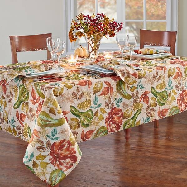 slide 2 of 6, Gourd Gathering Fall Printed Tablecloth 52"x70" - Multi