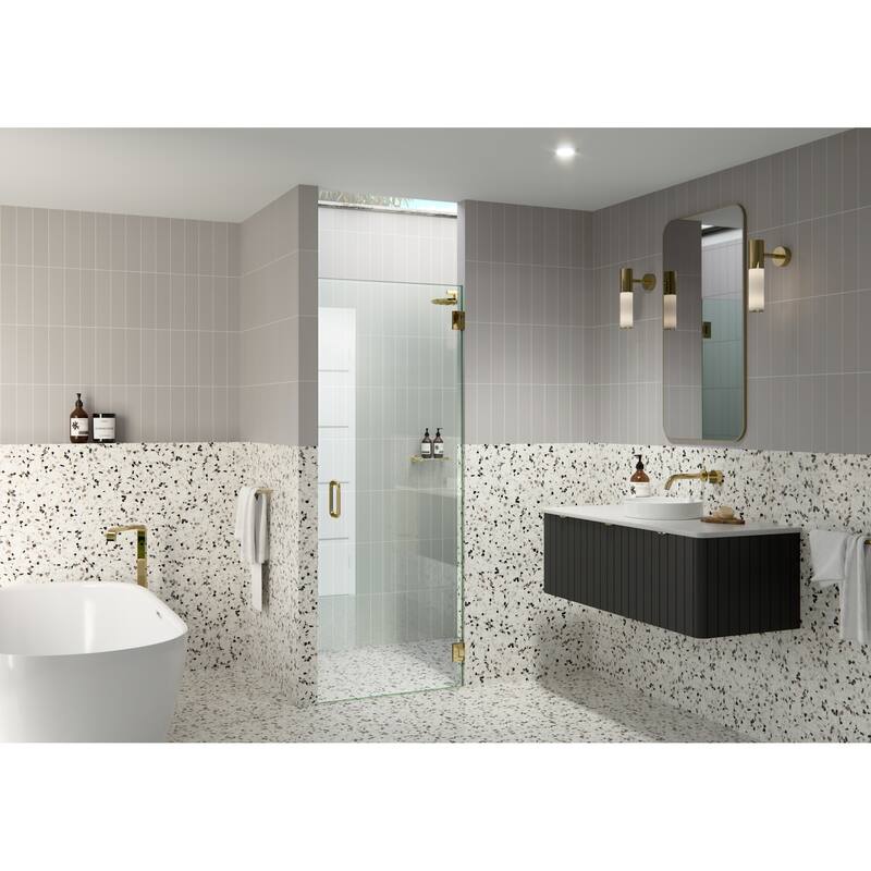Glass Warehouse GW-DO-29.5 Albedo 78" High x 29-1/2" Wide Hinged - Polished Brass