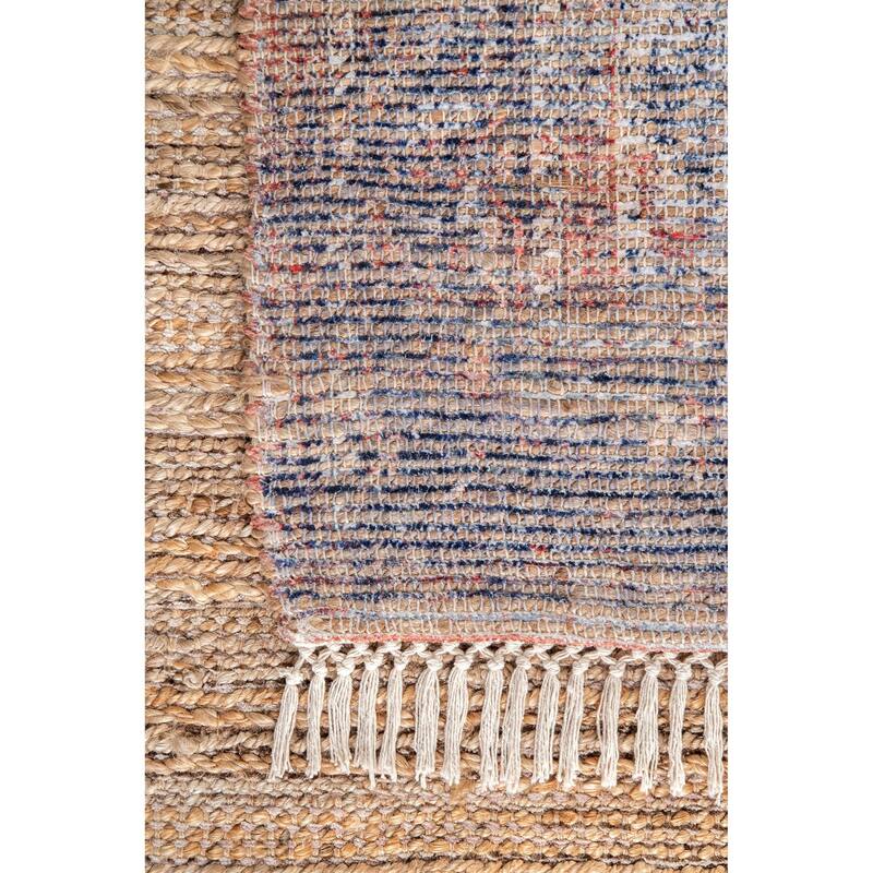 Nuloom Multi Handmade Traditional Boho Rustic Chic Medallion Tassel Frame Area Rug