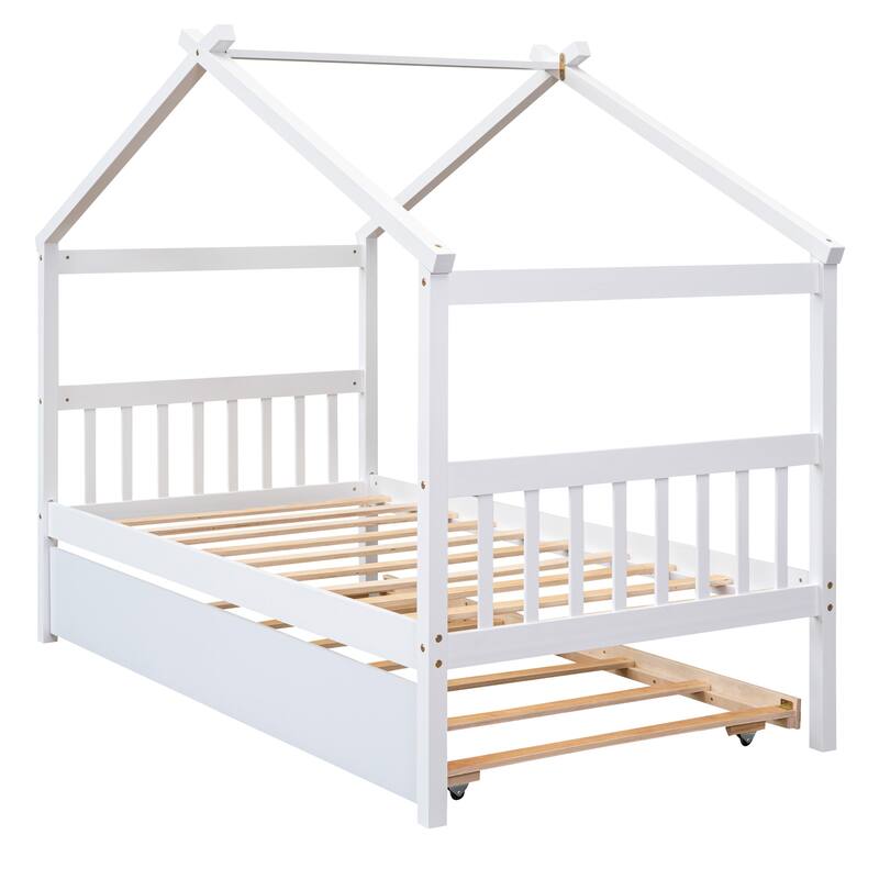 Wooden House Bed with Trundle Creativity House Bed Maximized space