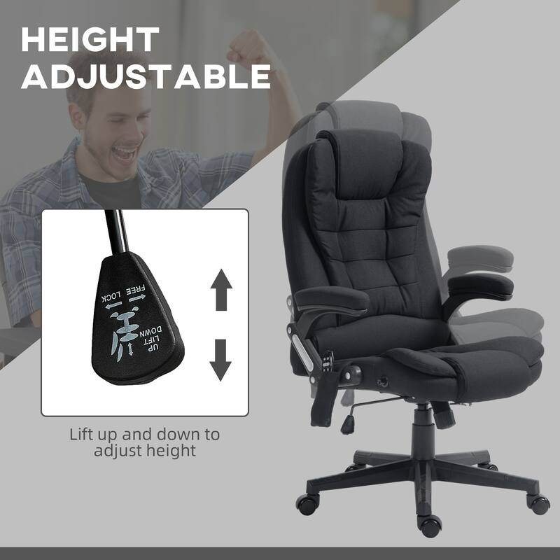 Ergonomic Vibration Massage Office Chair Adjustable Backrest Recliner Chair with 6 Massage Points and Lumbar Heating