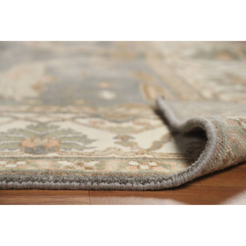 Gray Oushak Indian Area Rug Hand-Knotted Wool Carpet - 8'2" x 9'8"