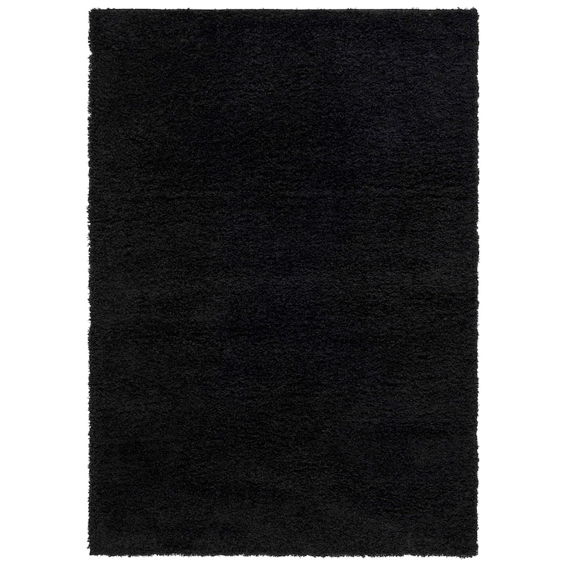 SAFAVIEH Laguna Shag Verdiana Solid Color 2-inch Thick Rug. - 4' x 6' - Black - Rectangle
