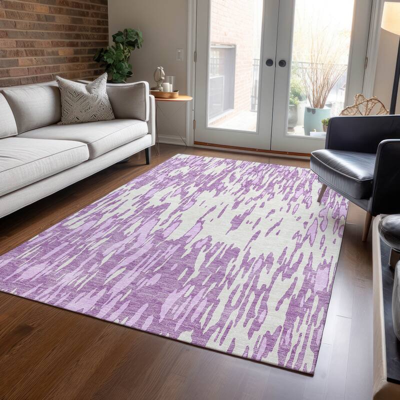 Machine Washable Indoor/ Outdoor Abstract Chantille Rug