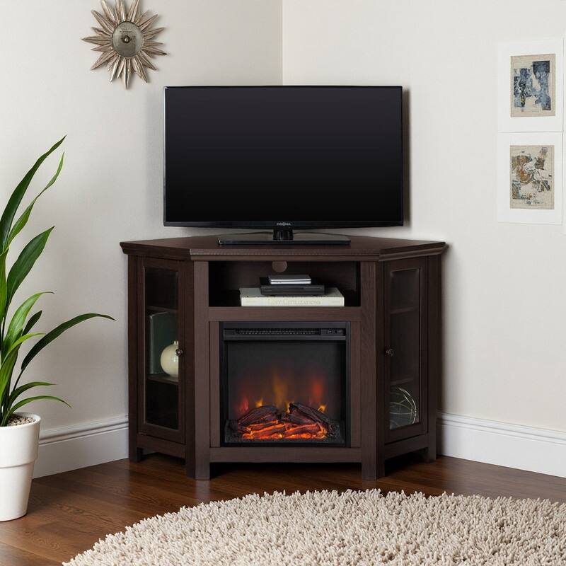 58-60" Fireplace TV Stand for 55-65" TVs w/ 18-23" Insert Farmhouse/Modern/Rustic Barn/Glass Doors Espresso/Grey/Brown/White Oak