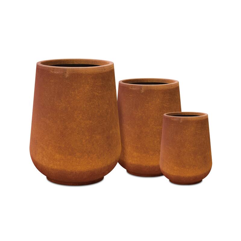 Kante 26.5", 20", 13.1"H Round Pure White Concrete Tall Planters (Set of 3), Outdoor/Indoor