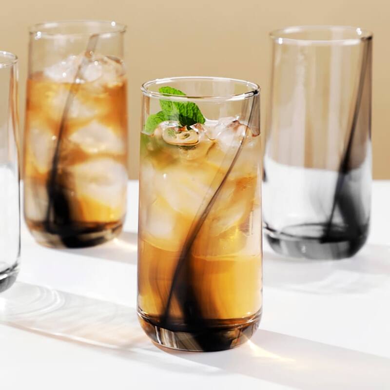 Libbey Ascent Black Ribbon Cooler Glasses, 16 ounce, Set of 8 - Set of 8