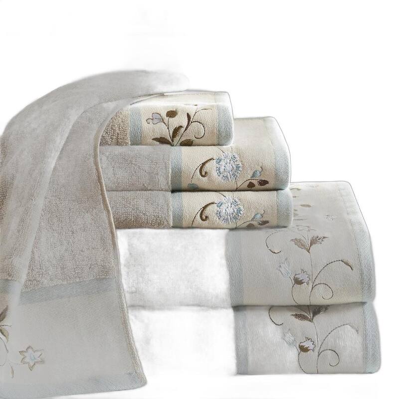 HomeRoots Set of Six Cream Cotton Jacquard Towel Set - 52.00' X '27.00' X '0.04 - Cream