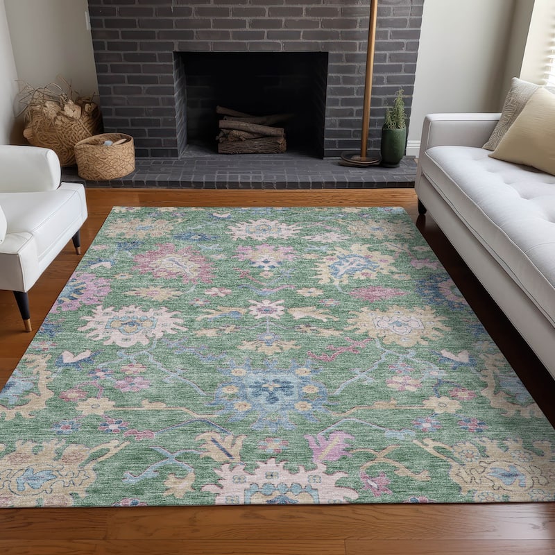 Machine Washable Indoor/ Outdoor Causal Traditional Chantille Rug