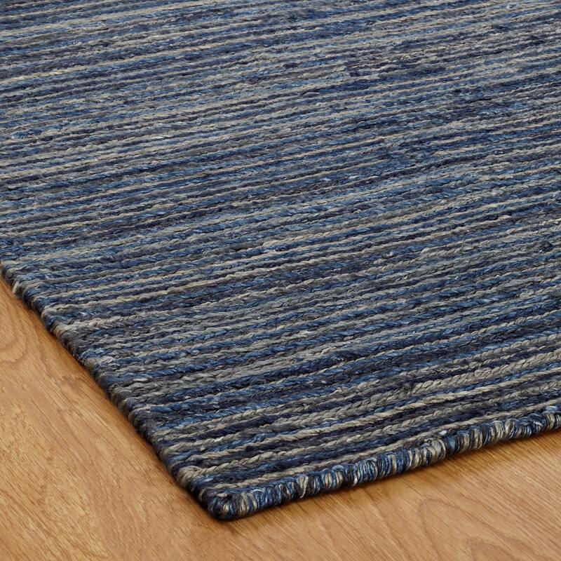 Modern Blue Flatweave Weave 100% Viscose Area Rug